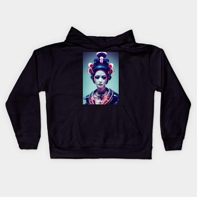 Mechanical Geisha - Zur Kids Hoodie by qaisarkhan101